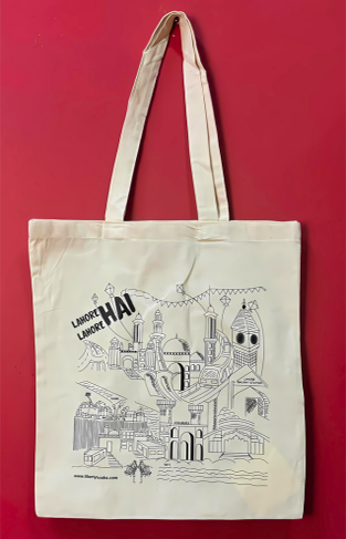 Lahore Lahore Hai  Cotton Printed Tote Bag